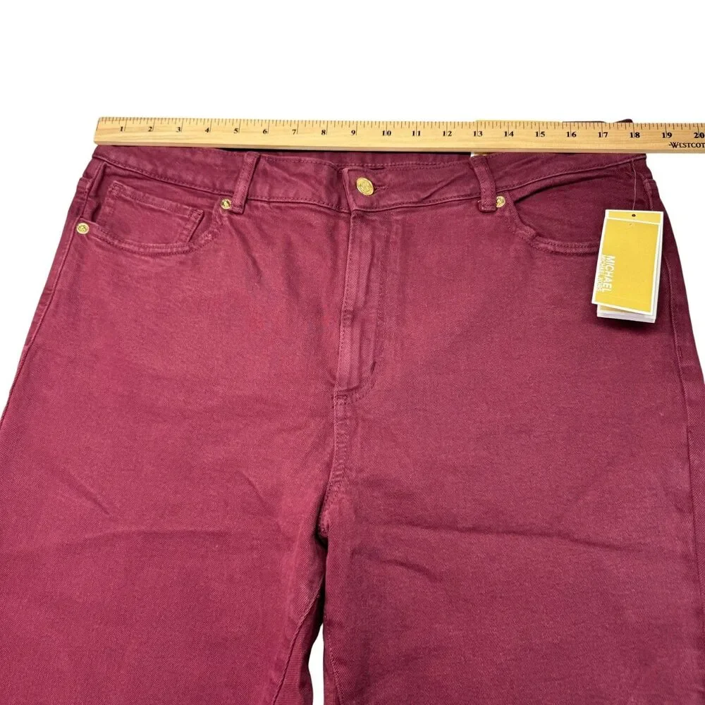 Michael Kors Pants Women's 16 Red Selma Skinny Ankle Merlot High-Rise Cotton NWT